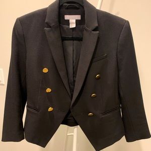 Black blazer with gold buttons